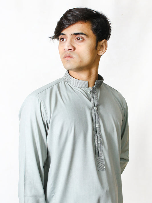 362-C Men's Stitched Kameez Shalwar Green