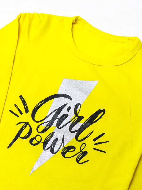 SK Girls Full Sleeves T-Shirt 2.5Yrs - 7Yrs Girl Power Yellow