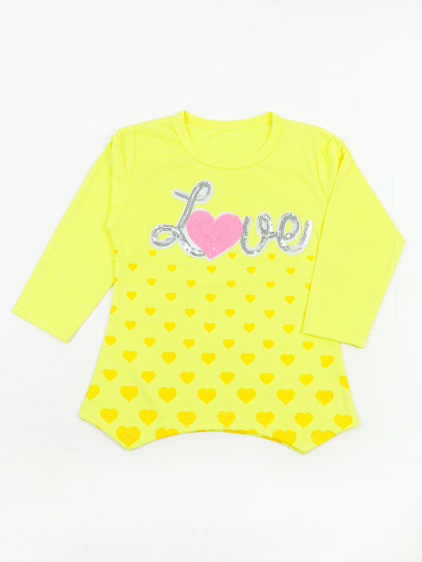 SK Girls Full Sleeve T-Shirt 2.5Yrs - 7Yrs Love Yellow