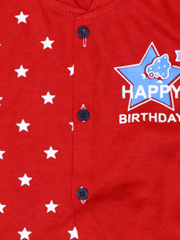 HG Newborn Baba Suit 3Mth - 9Mth Happy Birthday Red