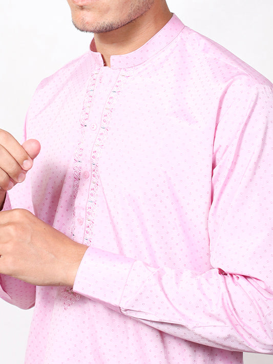 B.A Men's Chambray Kurta Cuff Pink