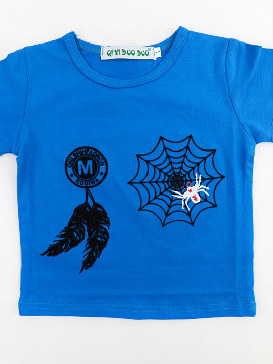 Newborn Printed T-Shirt 2Mth - 7Mth Spider Blue