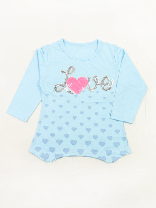 SK Girls Full Sleeve T-Shirt 2.5Yrs - 7Yrs Love Blue