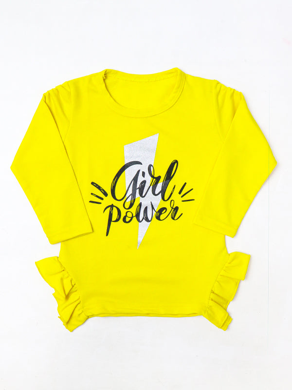 SK Girls Full Sleeves T-Shirt 2.5Yrs - 7Yrs Girl Power Yellow