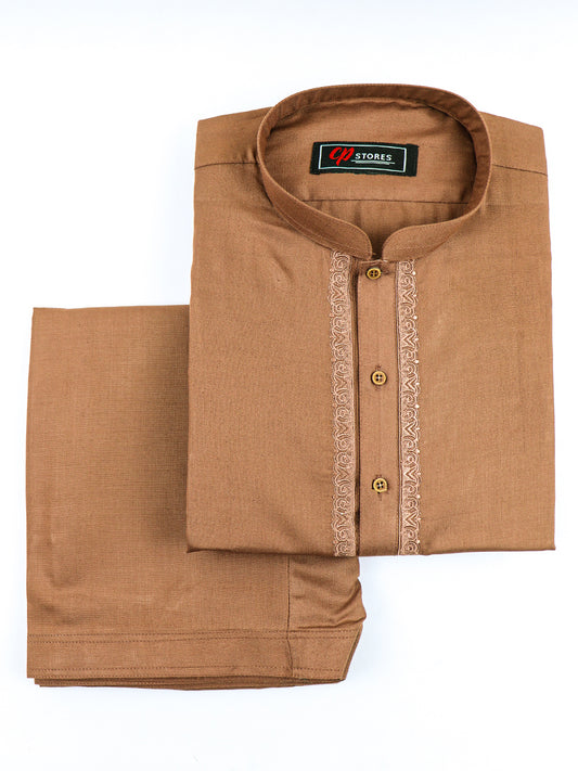 828/3-01 Men's Kameez Shalwar Stitched Suit Rust