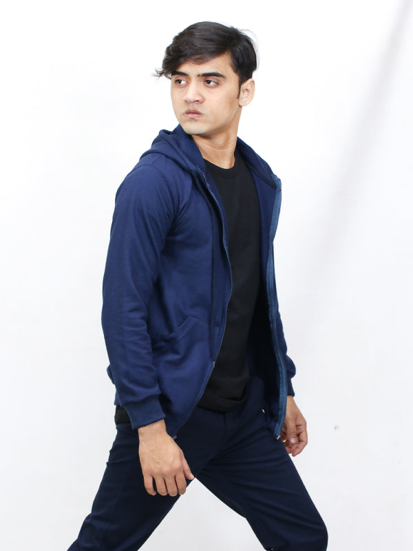 MM Unisex Zipper Hoodie Navy Blue