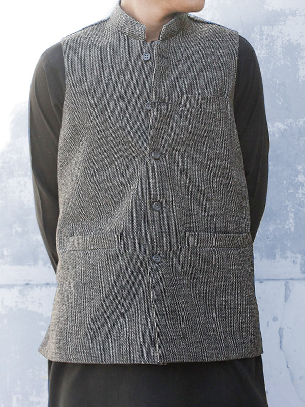 Tweed Waistcoat for Men Textured Grey