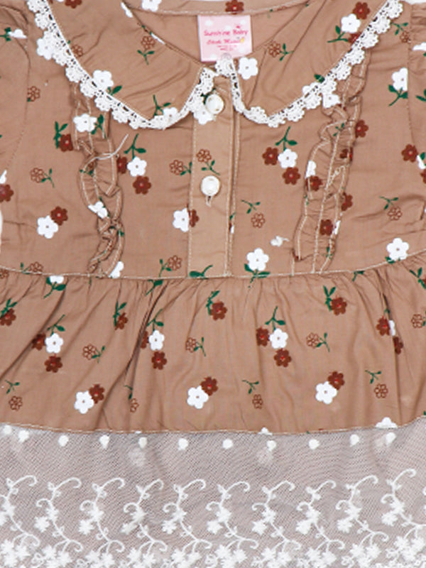 ZG Girls Suit 1Yr - 4Yrs Flower Design Brown