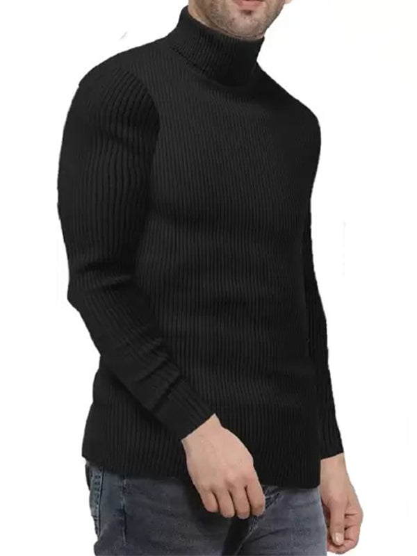 Men's Plain High Neck Black