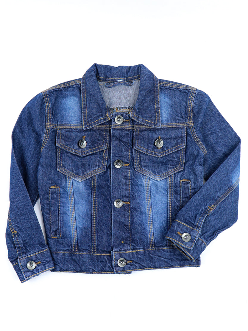 KDJ04 Kids Denim Jacket 2 Yrs - 9 Yrs Shaded Dark Blue