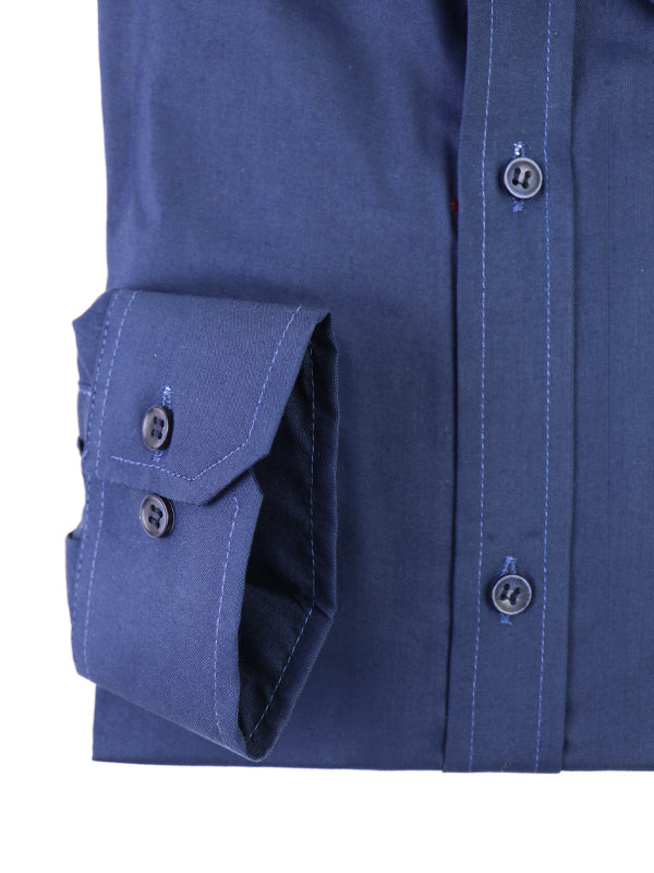 AZ Men's Formal Dress Shirt Plain Dark Blue MFS375