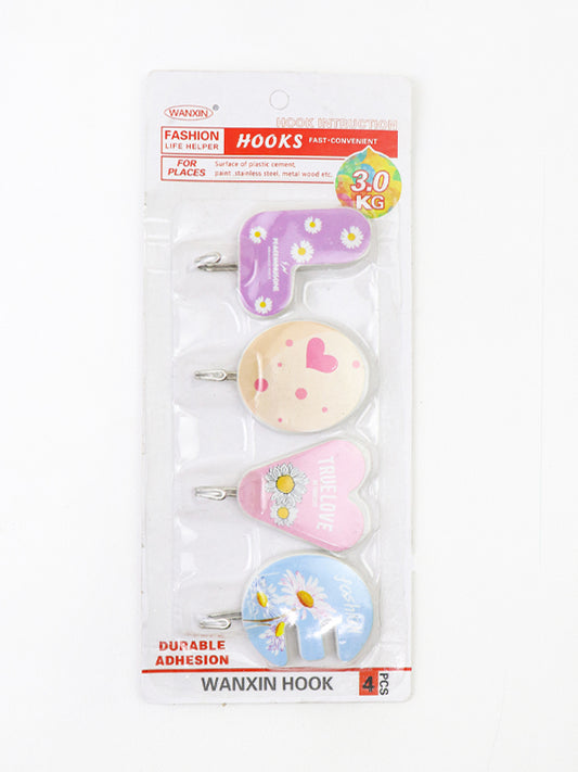 Love Wall Hook Pack of 4 Multicolor & Multidesign
