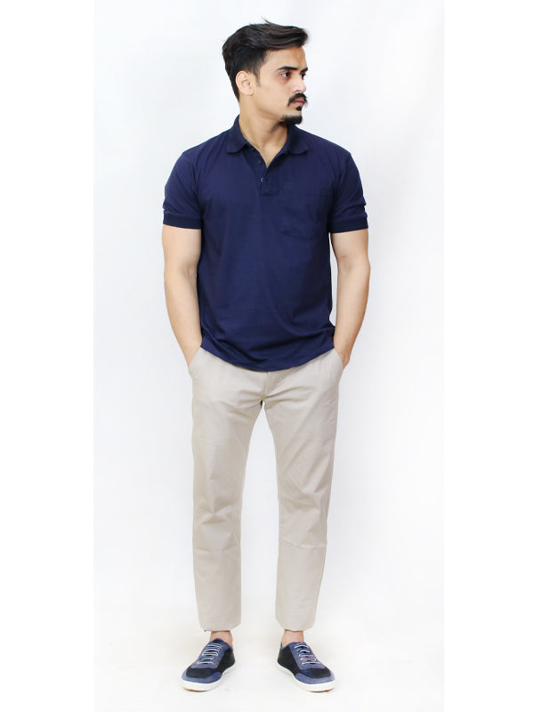 AM Men's Plain Polo T-Shirt Navy Blue