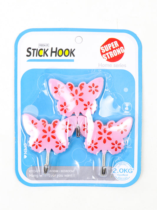 Pack of 3 Butterfly Stick Hooks Multicolor