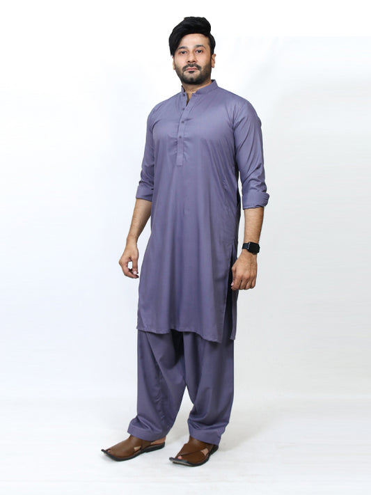 828/1 Men's Kameez Shalwar Stitched Suit Dark Purple 10