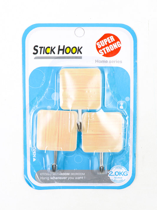 Pack of 3 Light Wood Design Stick Hooks