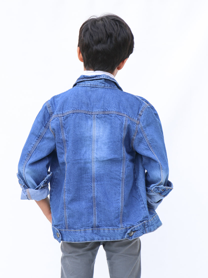 KDJ03 Kids Denim Jacket 2 Yrs - 9 Yrs Shaded Light Blue