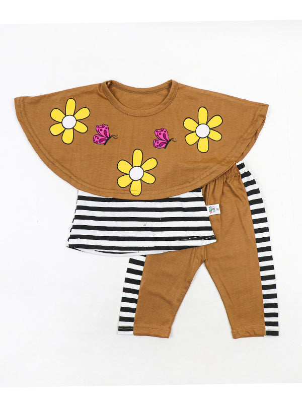 SK Girls Suit 1Yr - 4Yr Flower Brown