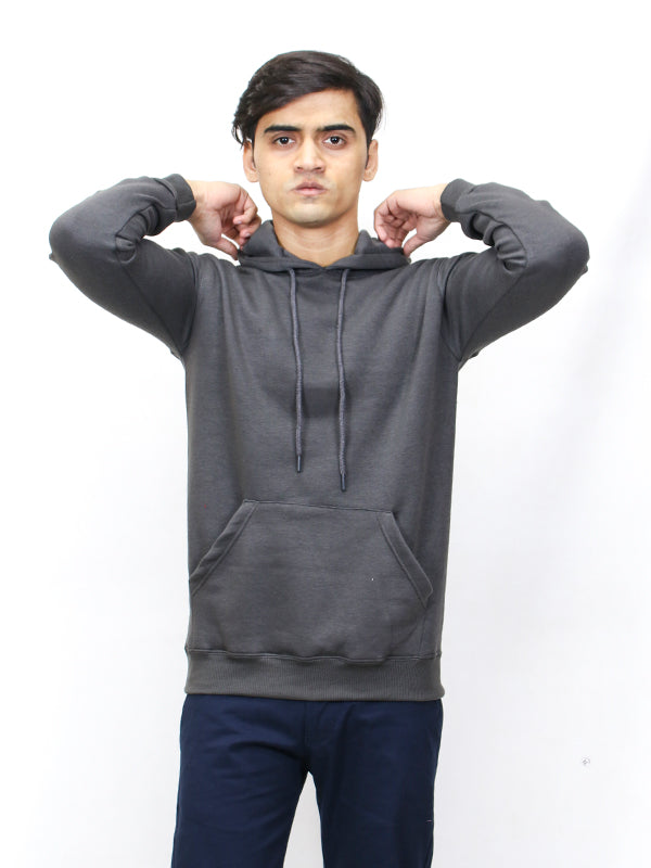 MM Unisex Plain Pullover Hoodie Charcoal