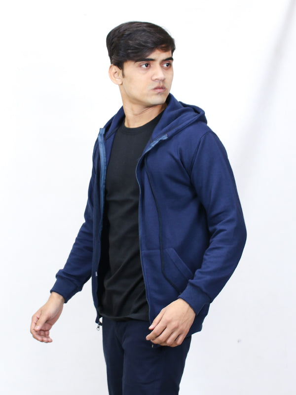 MM Unisex Zipper Hoodie Navy Blue