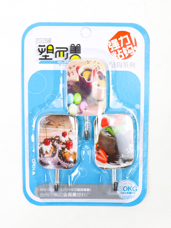 Pack of 3 Food Stick Hooks Multicolor & Multidesign