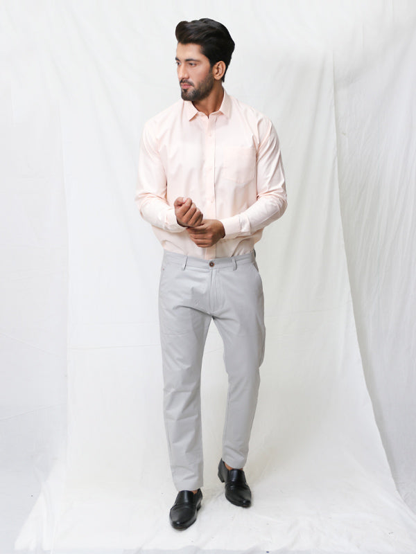 AZ Men's Formal Dress Shirt Plain Peach