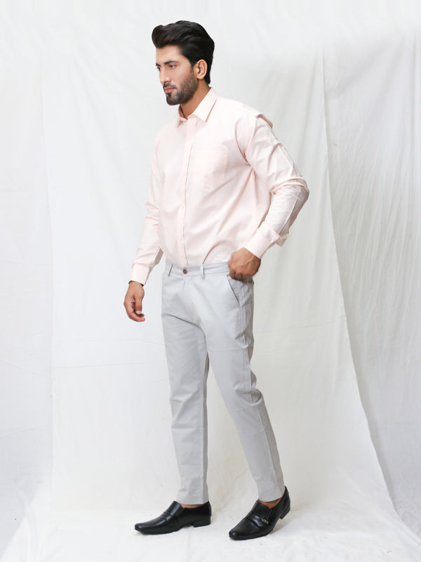 AZ Men's Formal Dress Shirt Plain Peach