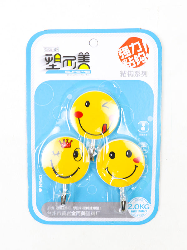 Pack of 3 Smiley Multidesign Stick Hooks