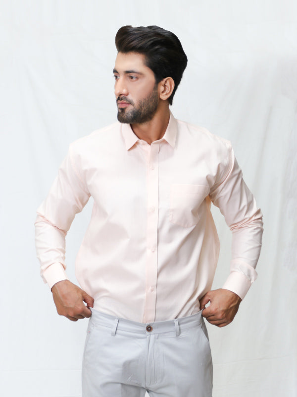AZ Men's Formal Dress Shirt Plain Peach