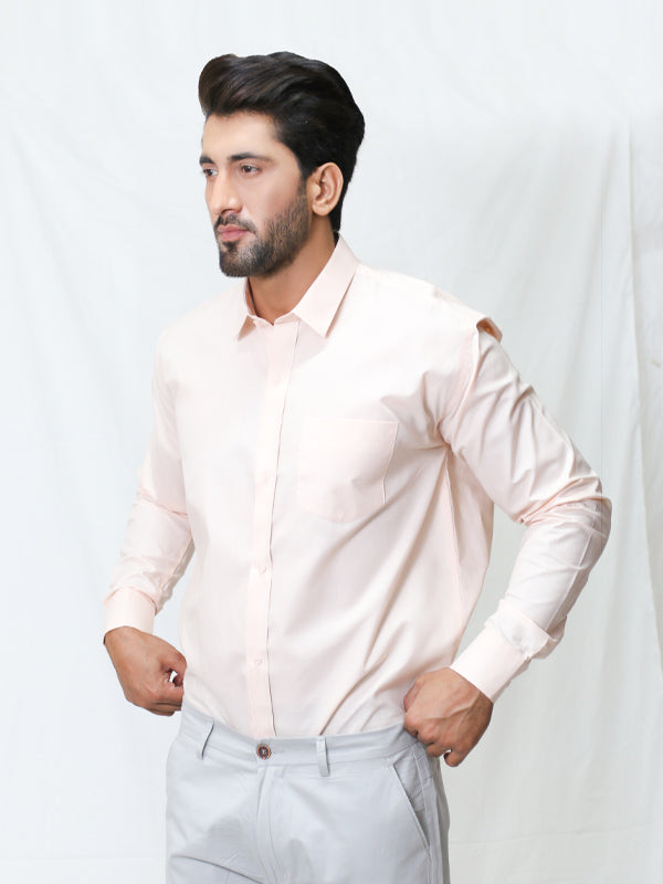 AZ Men's Formal Dress Shirt Plain Peach