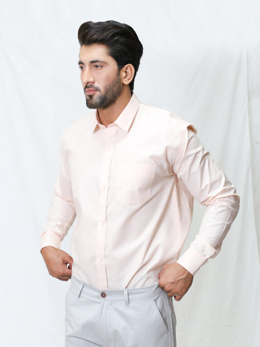 AZ Men's Formal Dress Shirt Plain Peach