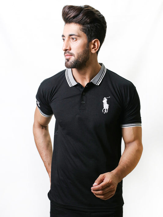 Men's Paddy Curved Polo T-Shirt Black