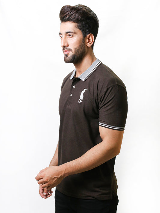 Men's Paddy Curved Polo T-Shirt Brown