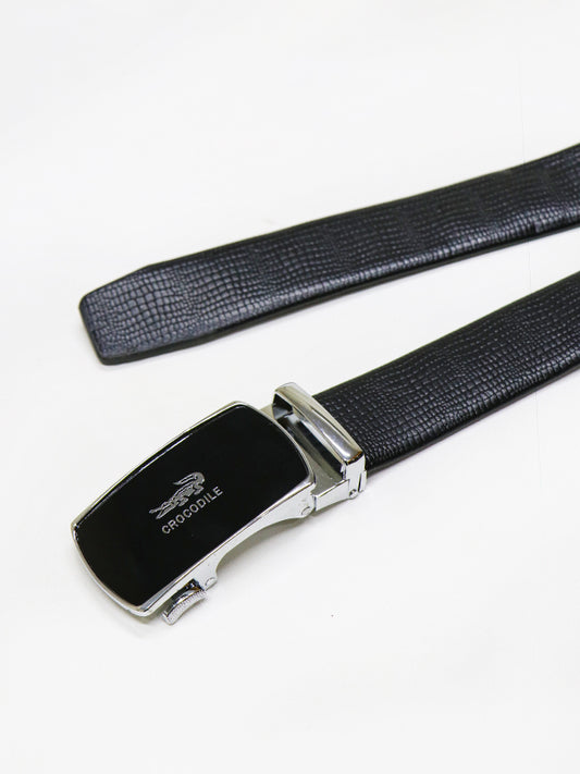 Faux Flex Leather Belt for Men Black Crocodile