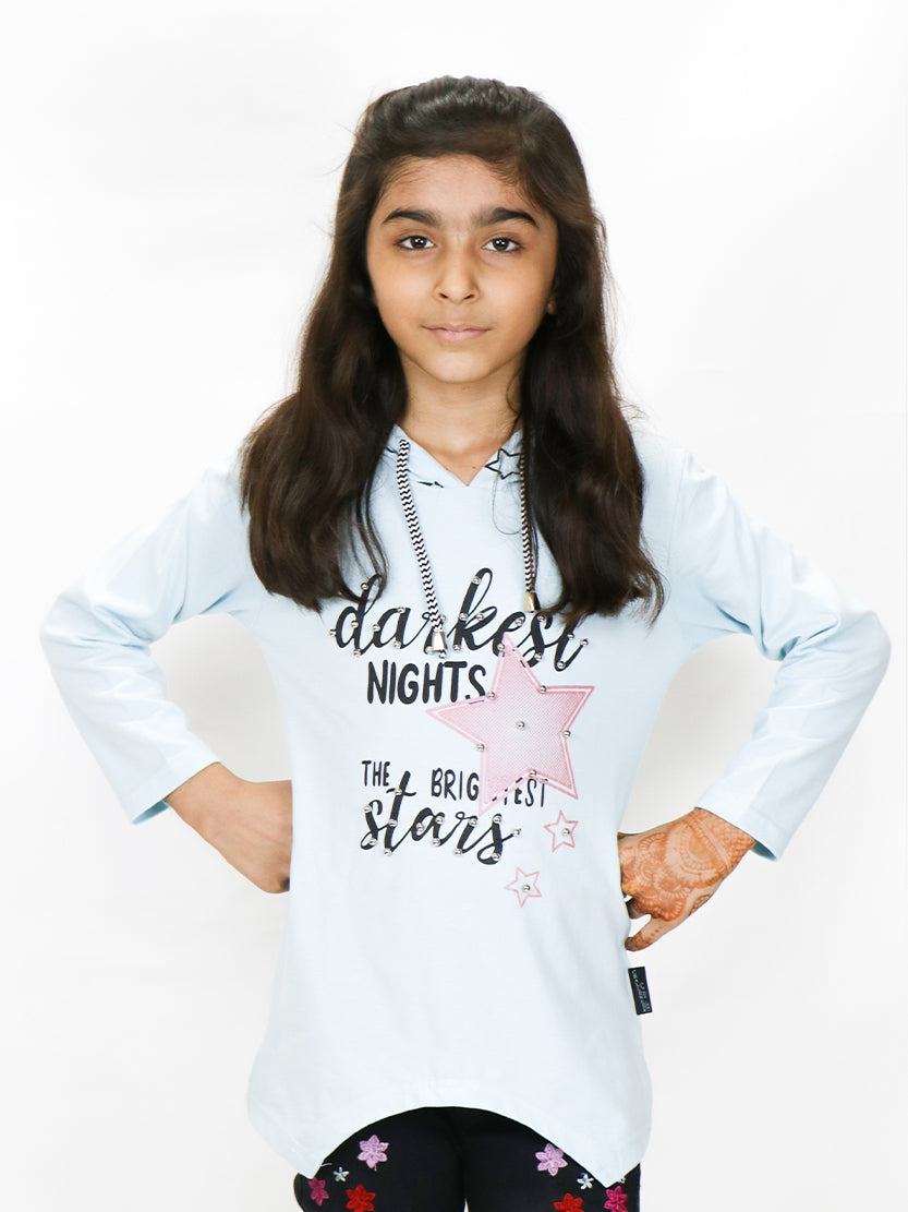 ATT 2.5 Yrs - 7 Yrs T-Shirt for Girls Printed Darkest