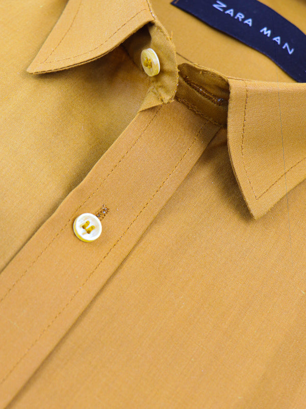 AZ Men's Formal Dress Shirt Plain Mustard MFS374