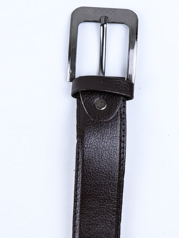 Faux Leather Belt for Men Shine Dark Brown