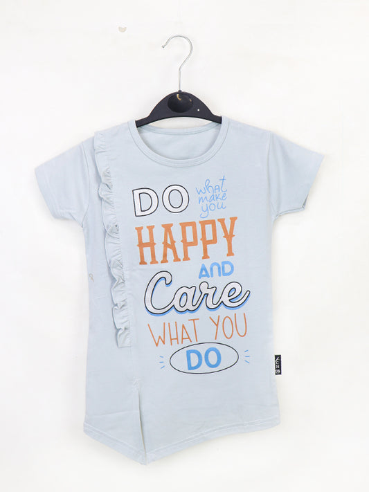 ATT Girls T-Shirt 4 Yrs - 9 Yrs Happy n Care Light Grey
