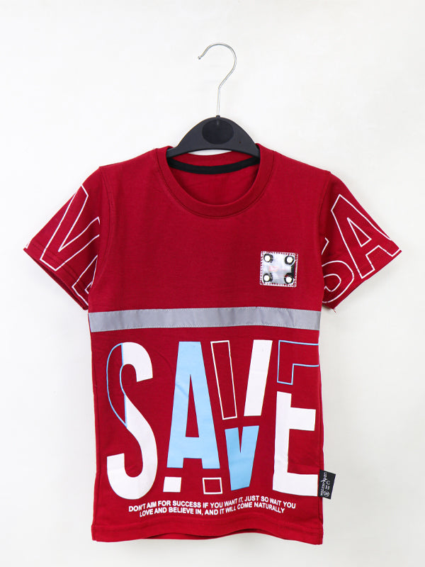 ATT Boys T-Shirt 5 Yrs - 10 Yrs Save Maroon