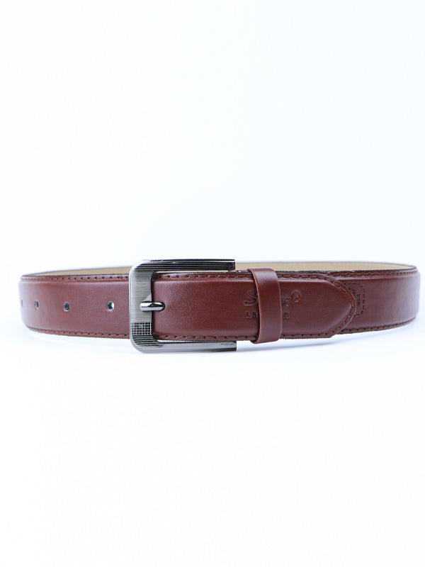 Flex Faux Leather Belt for Men Plain Hickory Brown