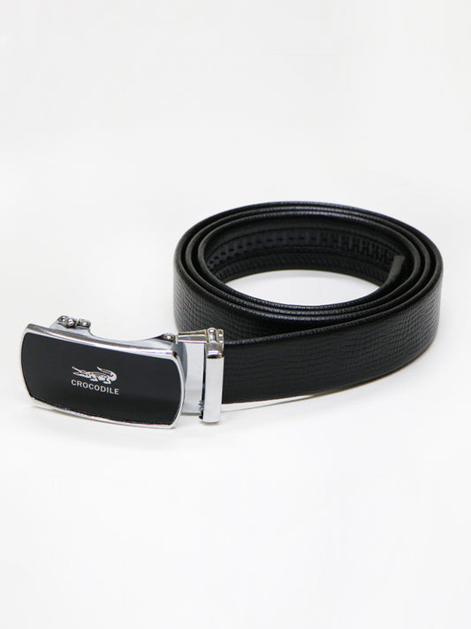 Faux Flex Leather Belt for Men Black Crocodile