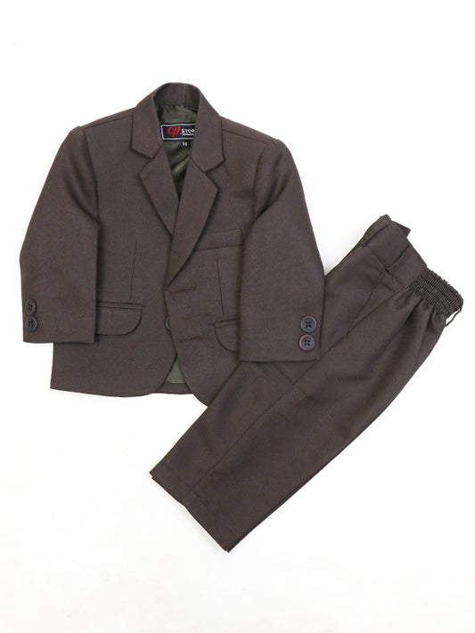1 Yrs - 15 Yrs 2 PCS Coat Pant Suit for Boys Dark Brown