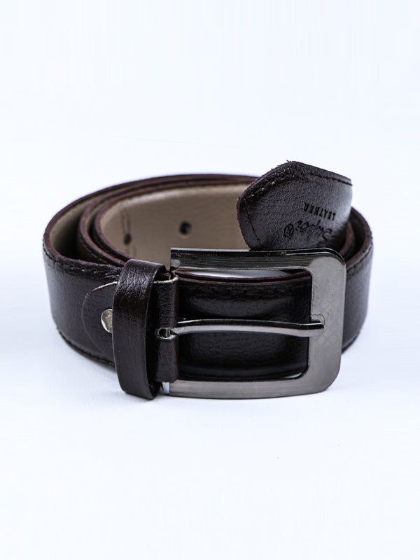 Faux Leather Belt for Men Shine Dark Brown