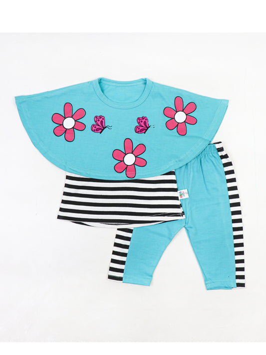 SK Girls Suit 1Yr - 4Yr Flower Sea Blue