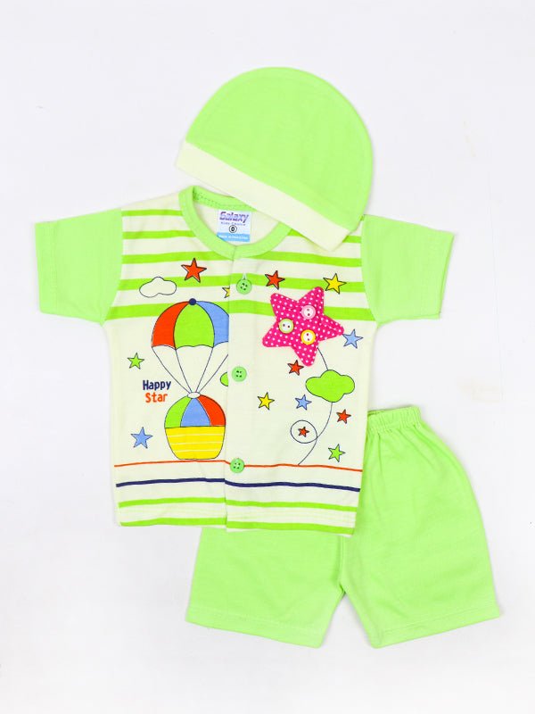HG Newborn Baba Suit 0Mth - 3Mth Happy Star Green