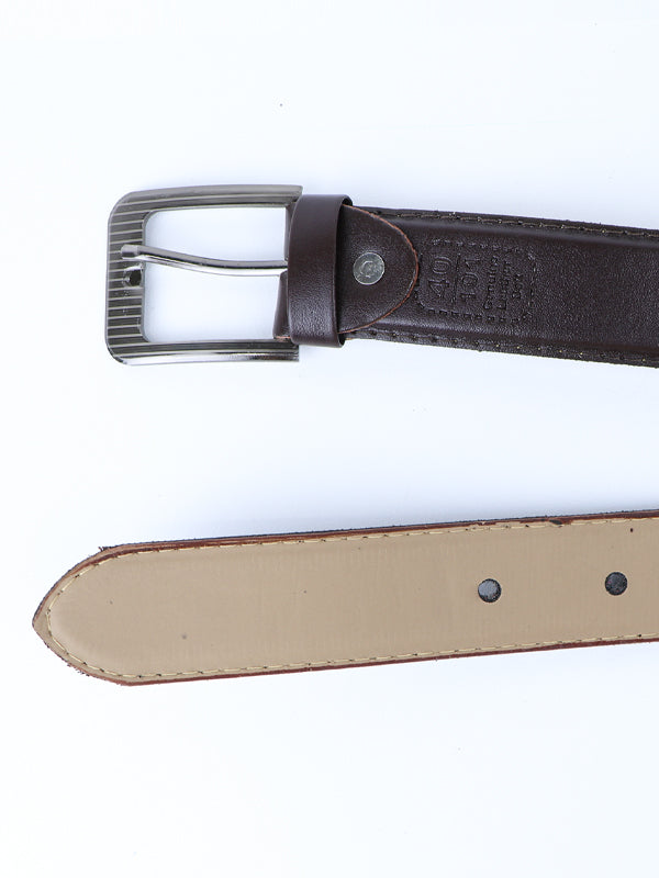 Flex Faux Leather Belt for Men Plain Dark Brown