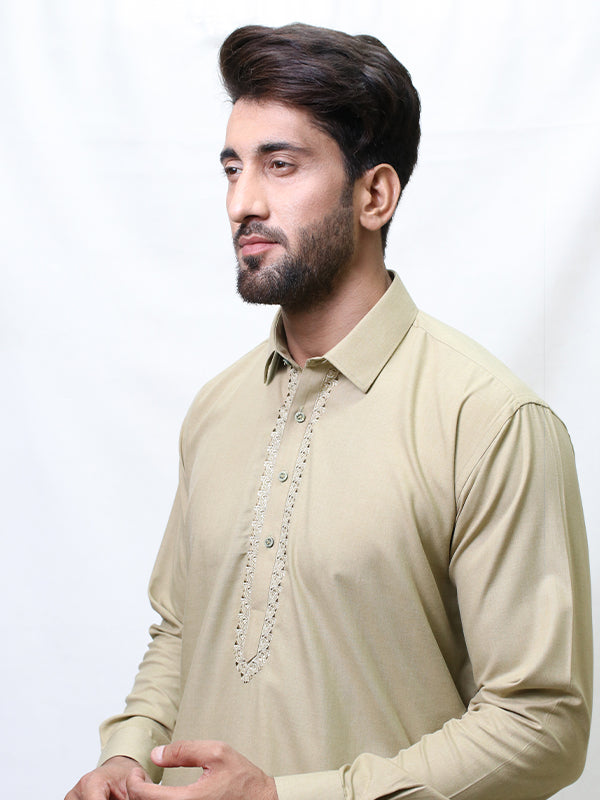 280 Men's Swiss Kameez Shalwar Stitched Suit Beige