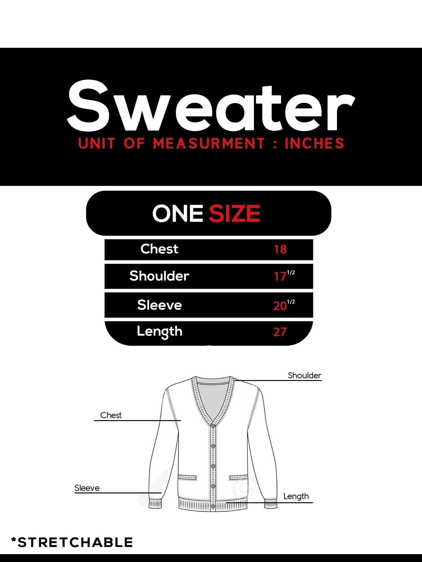 Women Full Sleeves Sweater Short Black