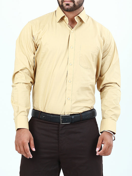 MFS06 Men's Formal Dress Shirt Plain Fawn