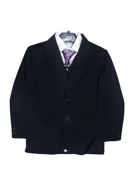 BS 1Yr to 14Yr 5 Pcs Coat Pant Suit For Boys Black White Lines